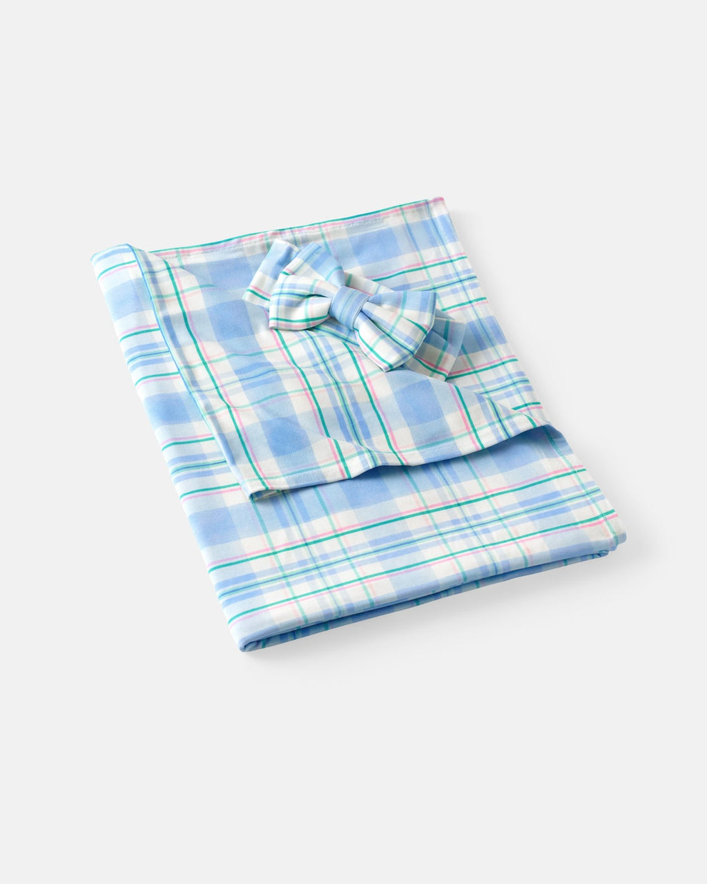 Springtime Plaid Swaddle & Luxe Bow Headband Set