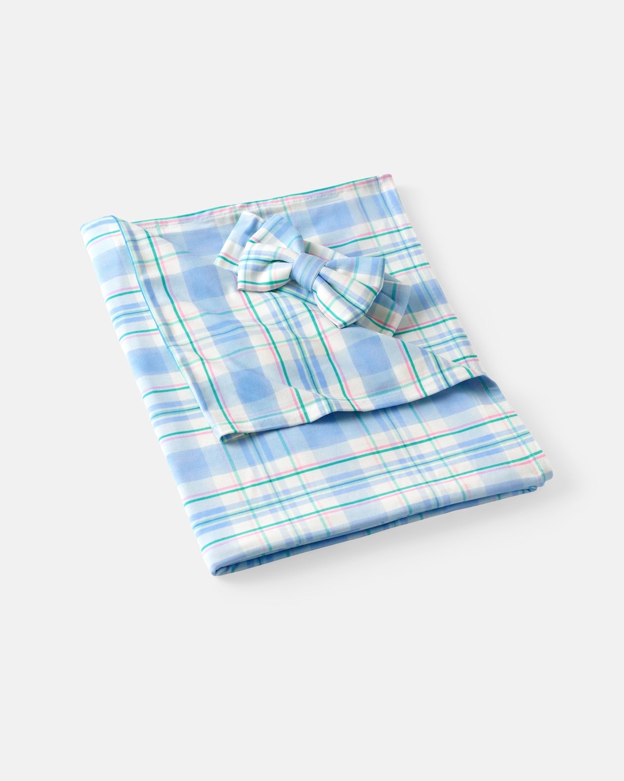 Springtime Plaid Swaddle & Luxe Bow Headband Set