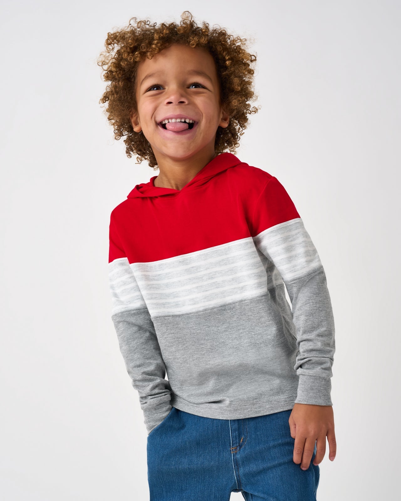 Candy Red Colorblock Hooded Tee