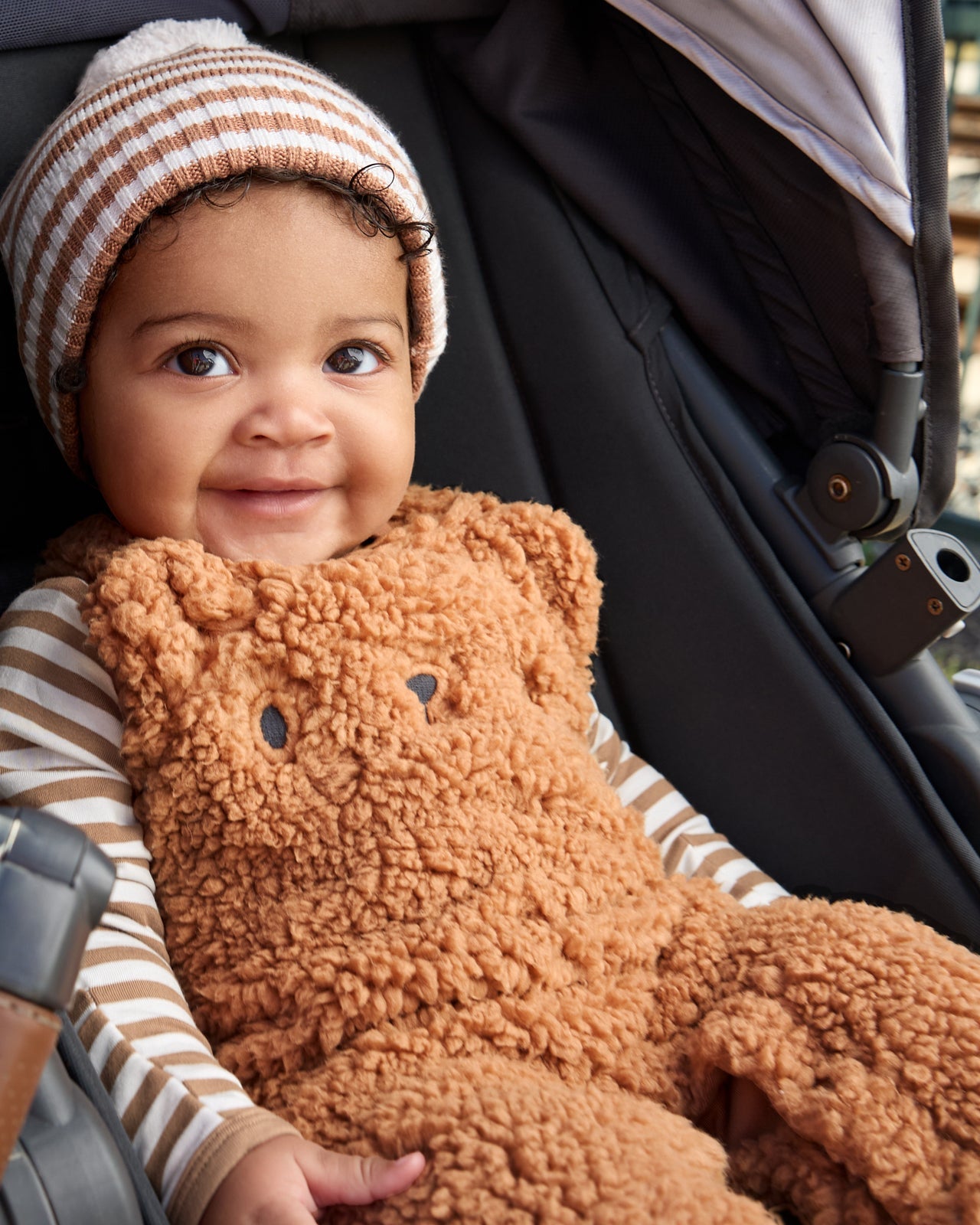 Chestnut Brown Sherpa Baby Overall Romper