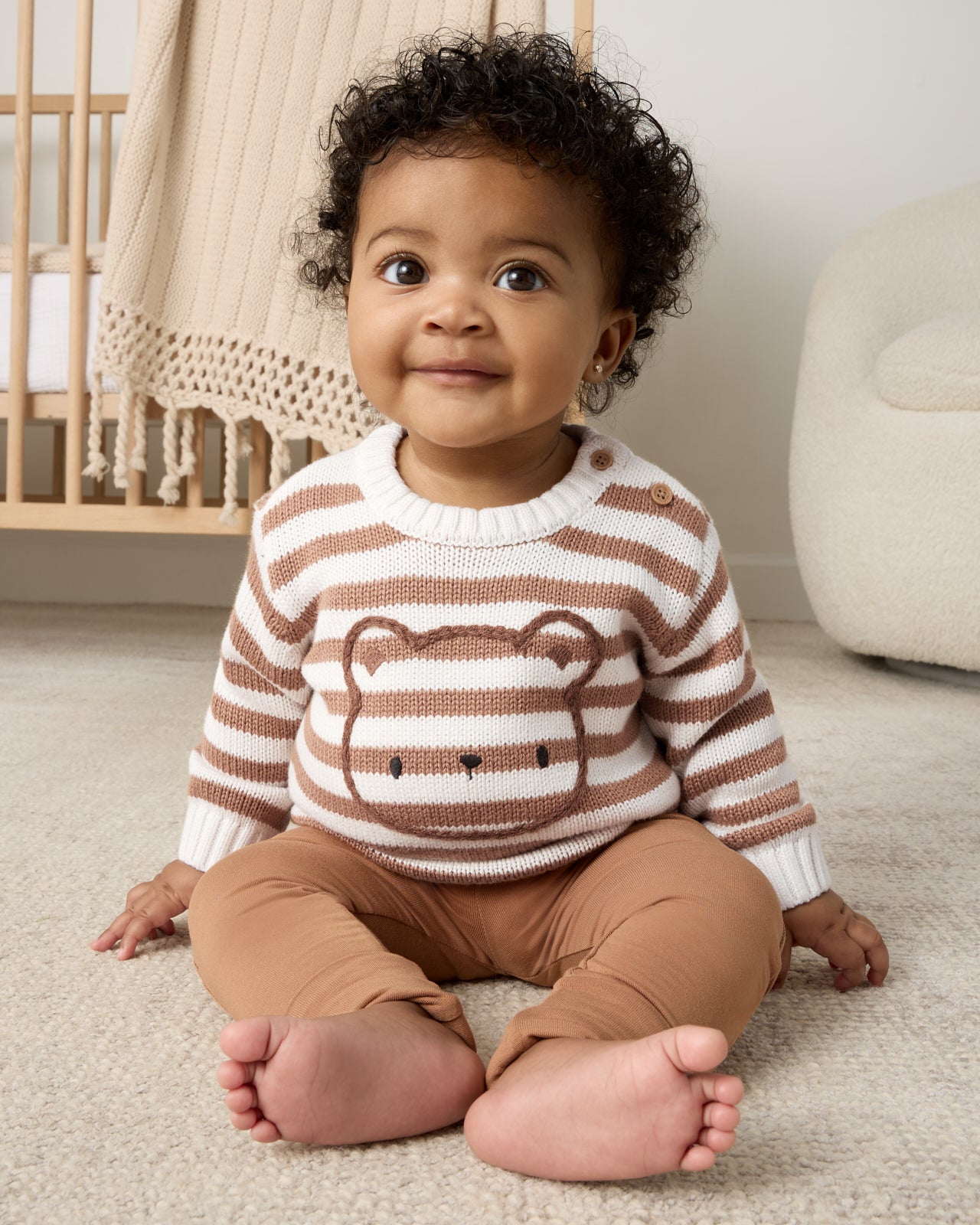 Chestnut Brown Stripe Bear Sweater