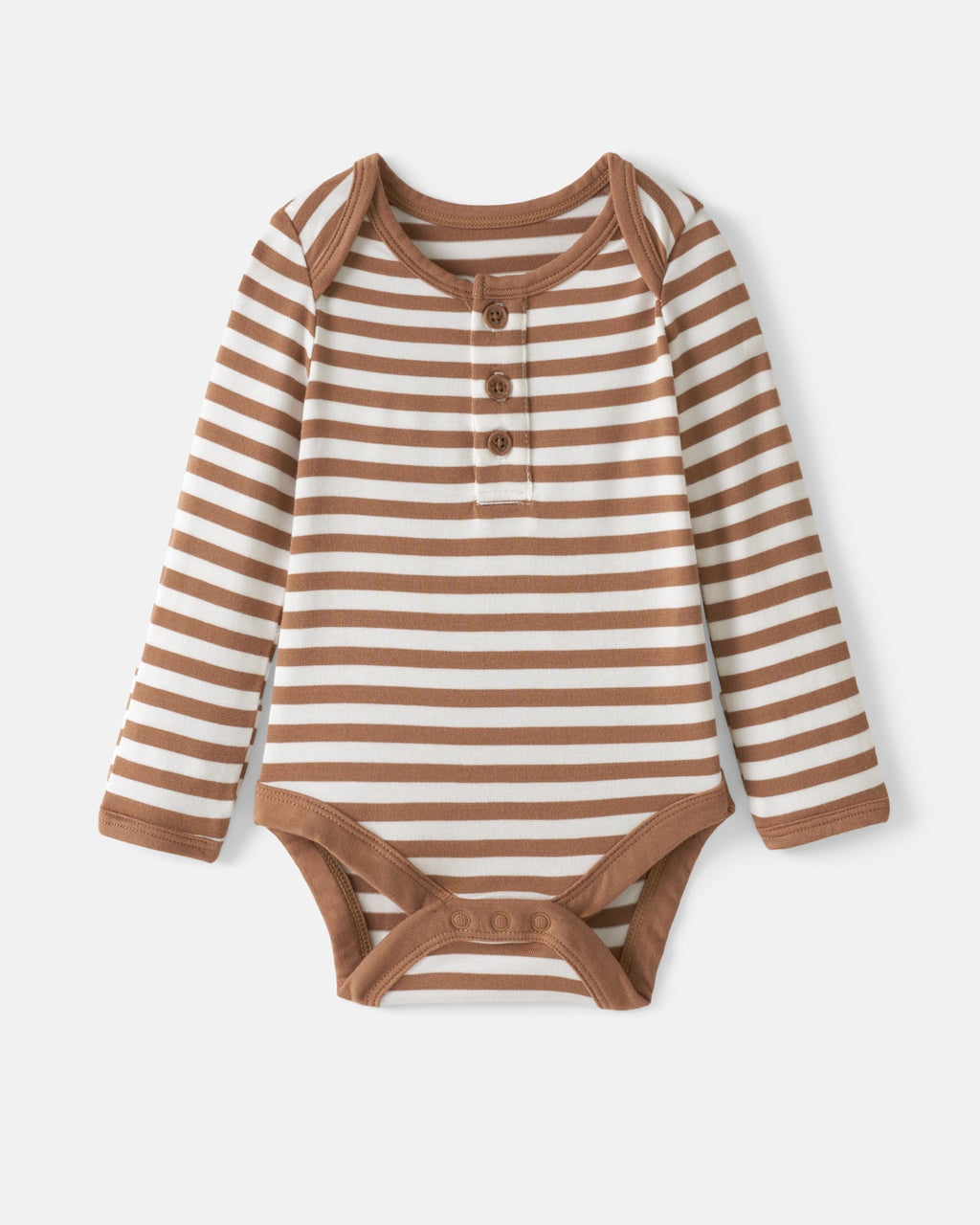 Chestnut Brown Stripe Henley Bodysuit