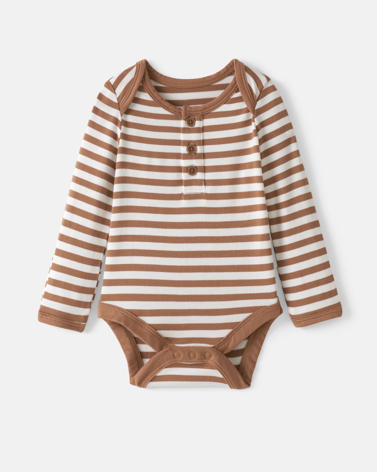 Chestnut Brown Stripe Henley Bodysuit