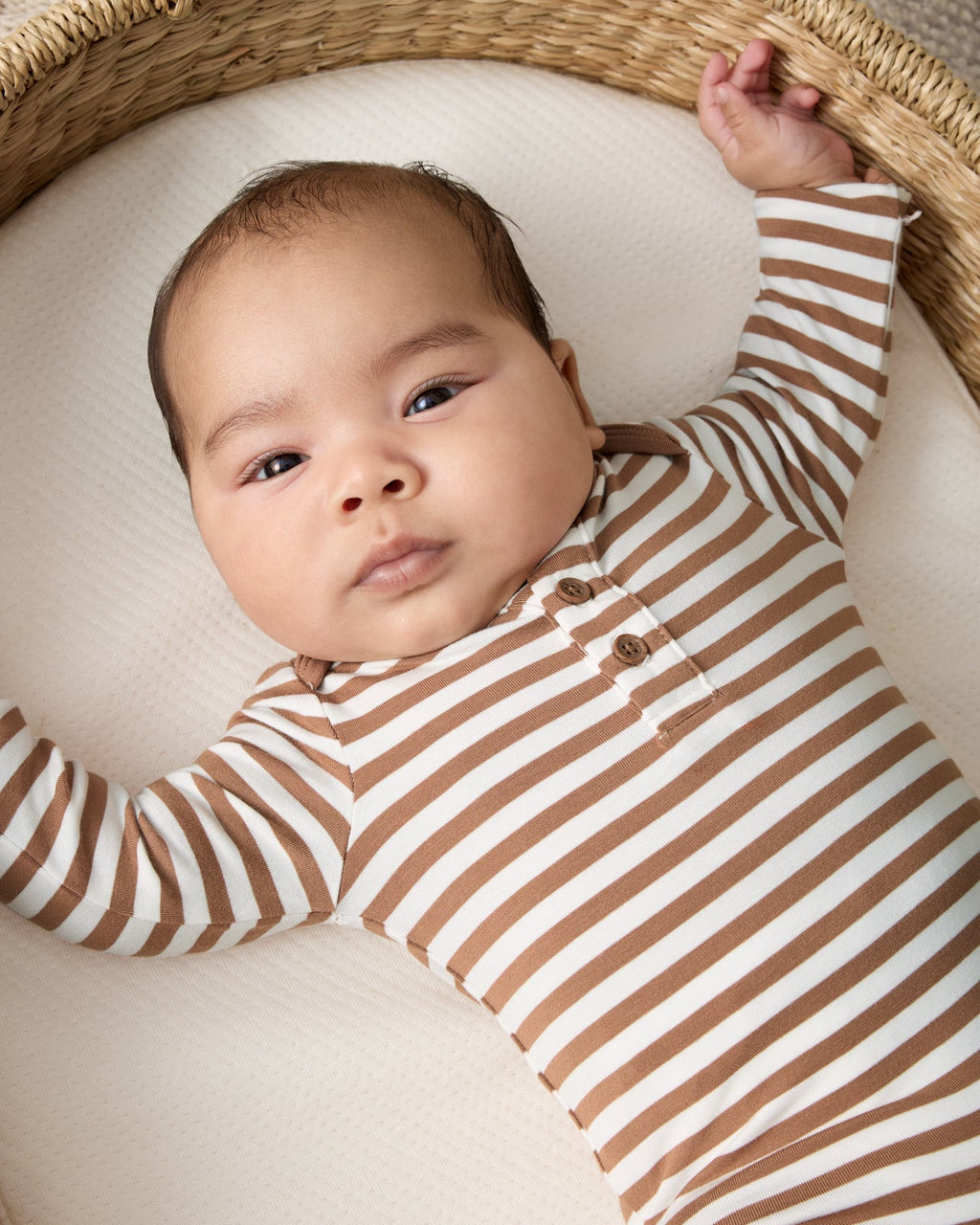 Chestnut Brown Stripe Henley Bodysuit