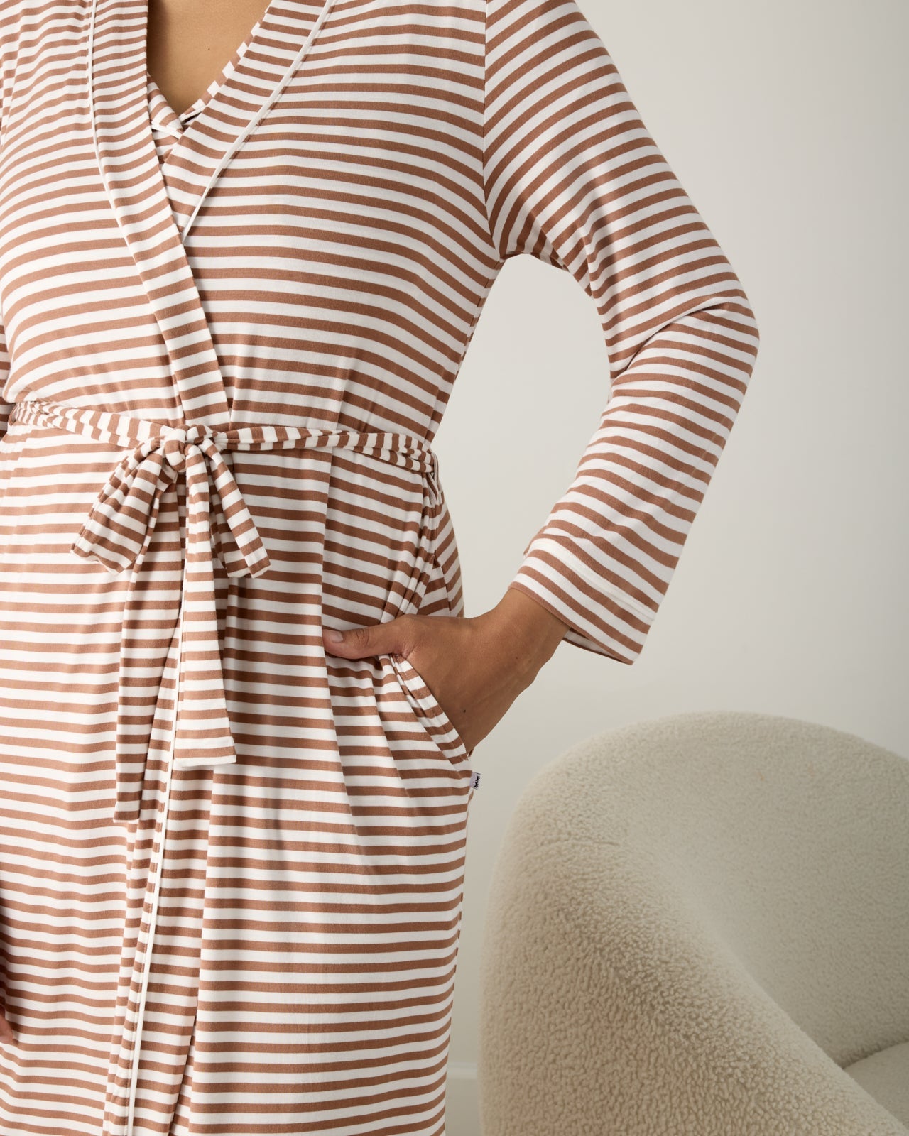 Chestnut Brown Stripe Women's Robe