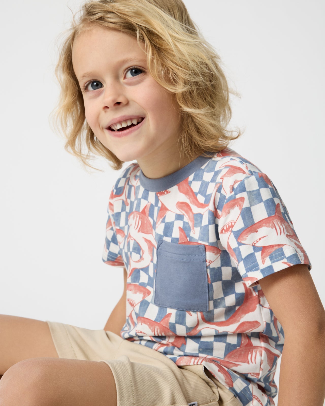Shark Fin Checks Relaxed Pocket Tee