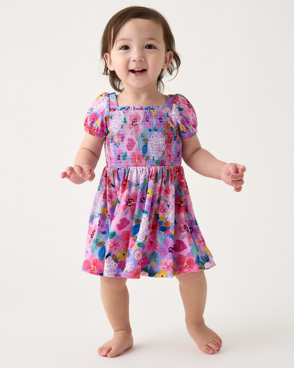 Sweet Sprigs Puff Sleeve Smocked Dress with Bloomer