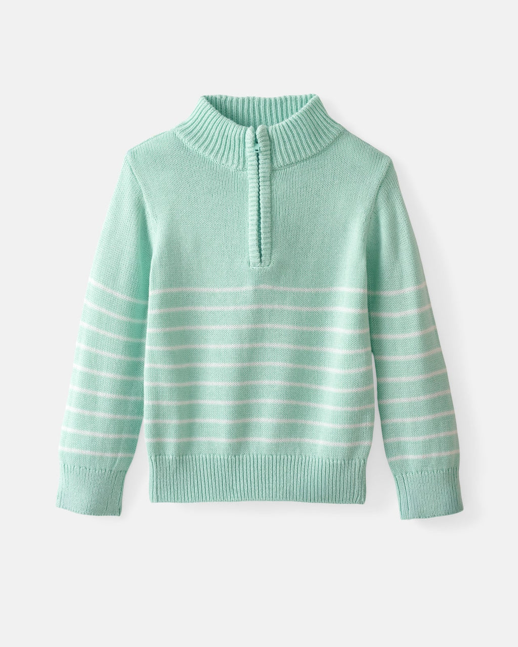 Pastel Green Stripe Zip Sweater