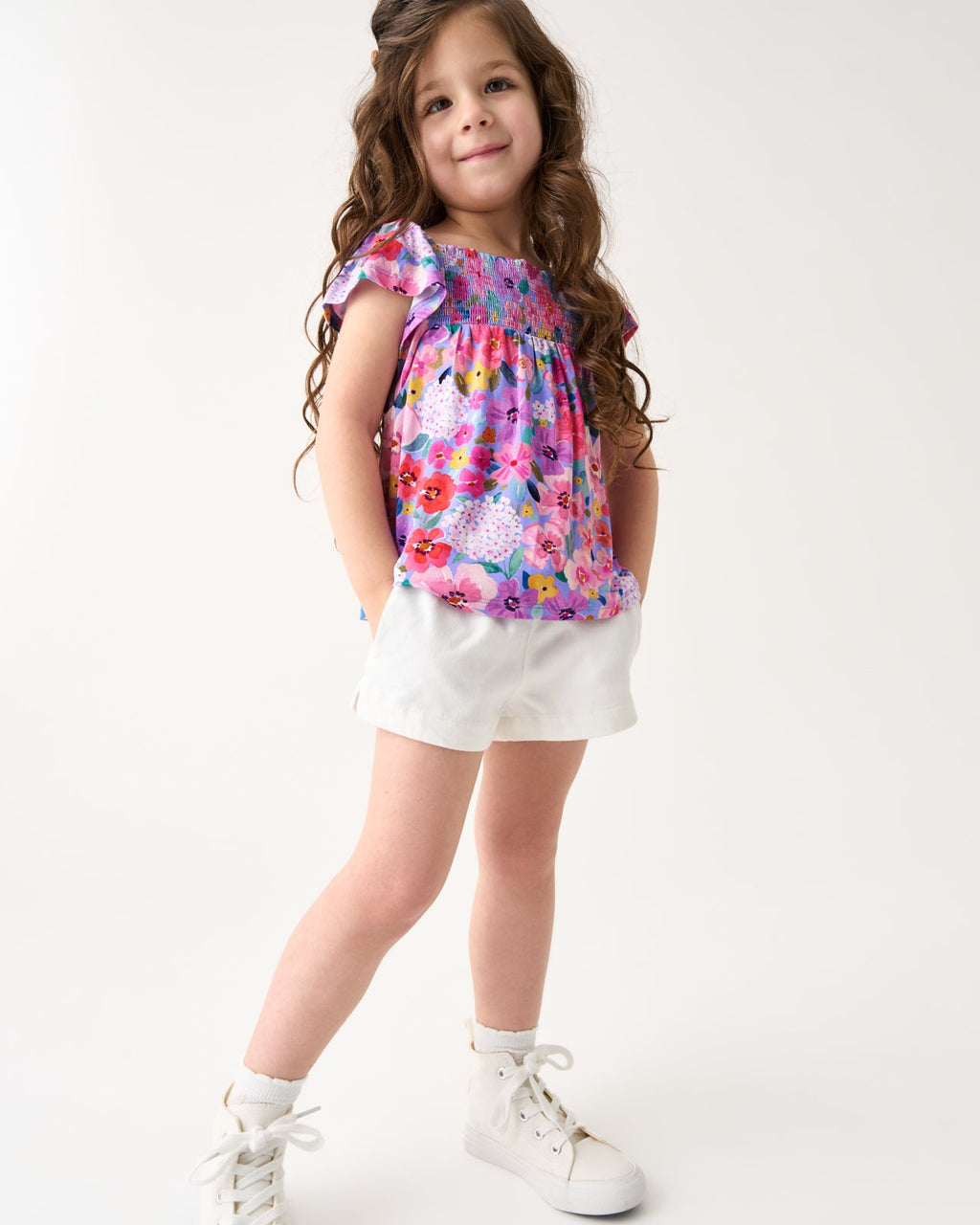 Sweet Sprigs Smocked Flutter Top