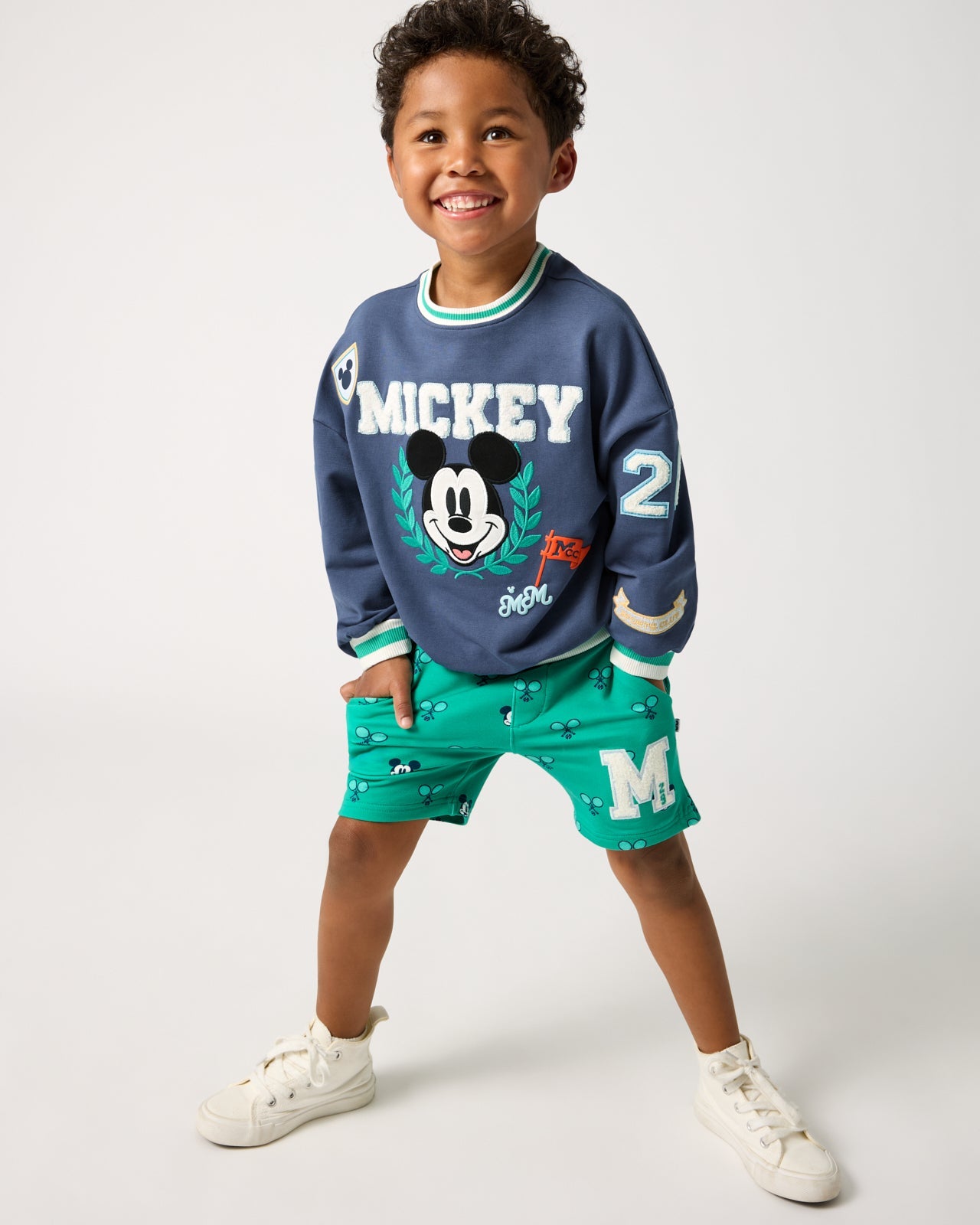 Disney Mickey Mouse Sports Club Drop Shoulder Crewneck