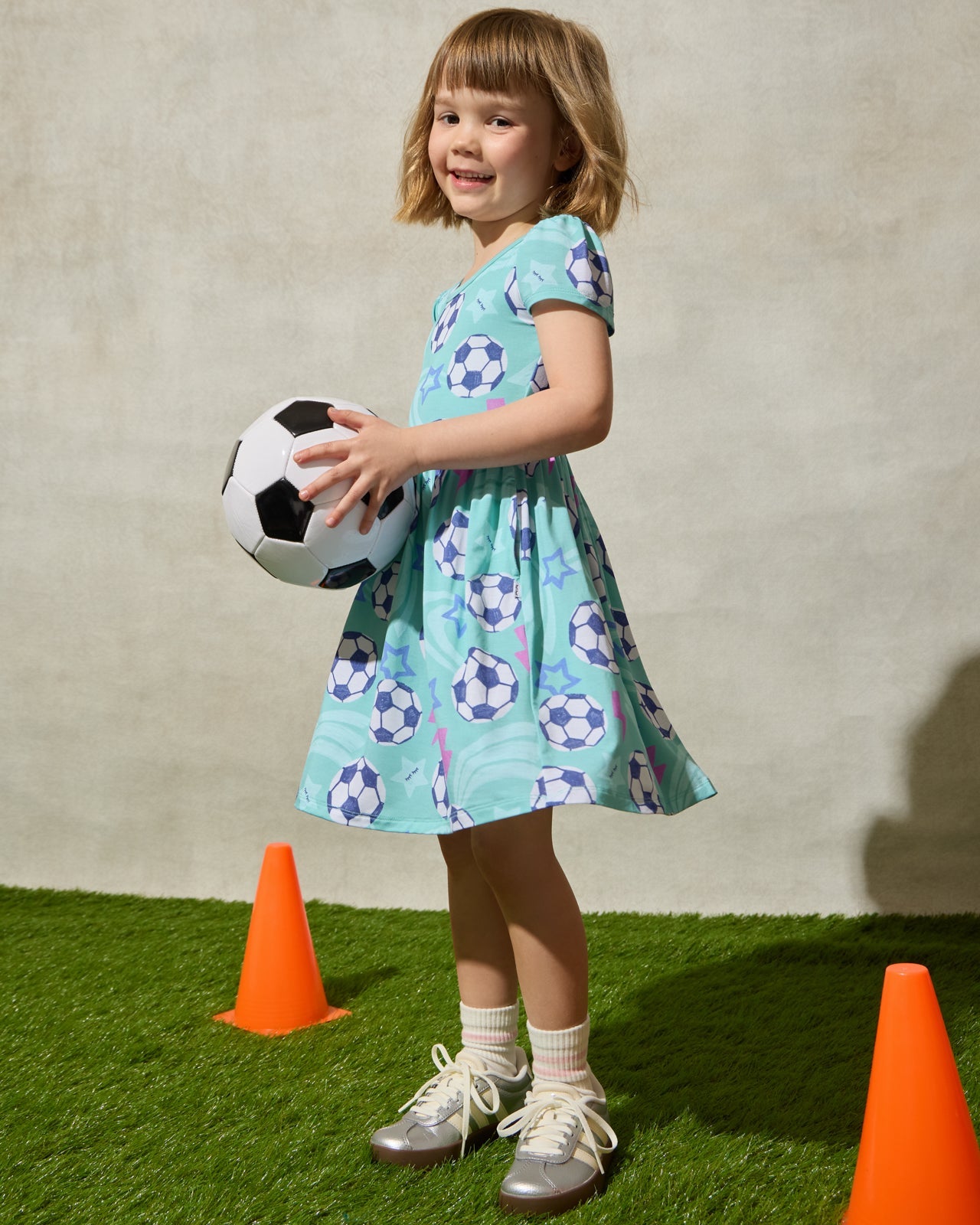 Aqua Soccer Stars Skater Dress