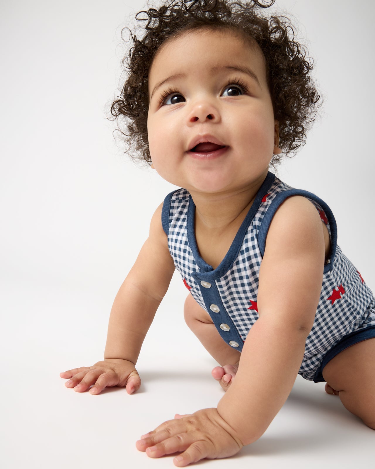 Blue Ribbon Gingham Henley Romper