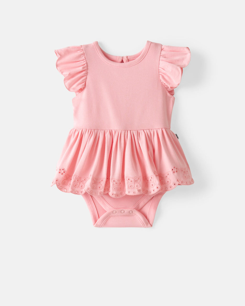 Soft Coral Puff Sleeve Eyelet Bodysuit
