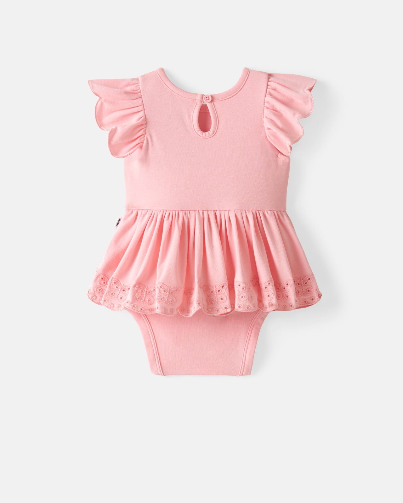Soft Coral Puff Sleeve Eyelet Bodysuit