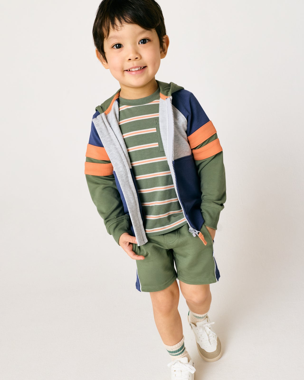 Moss Colorblock Zip Hoodie