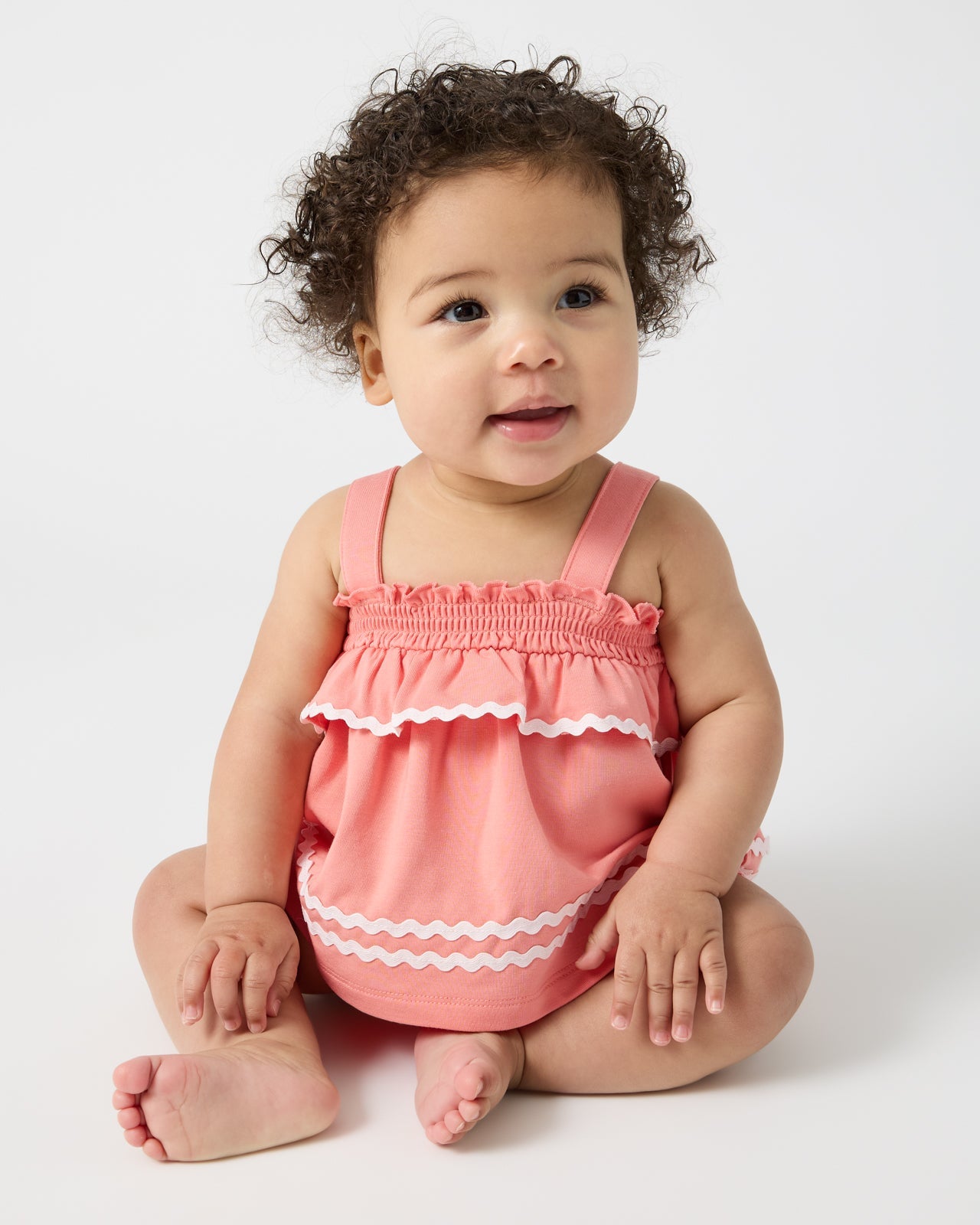 Beach Coral Smocked Top with Bloomer