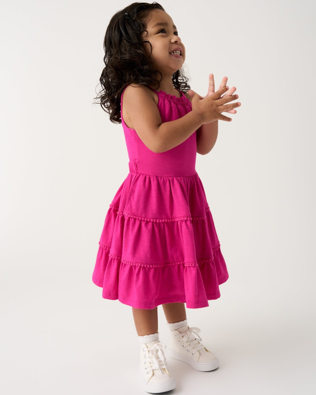 Pink Punch Open Back Tiered Dress