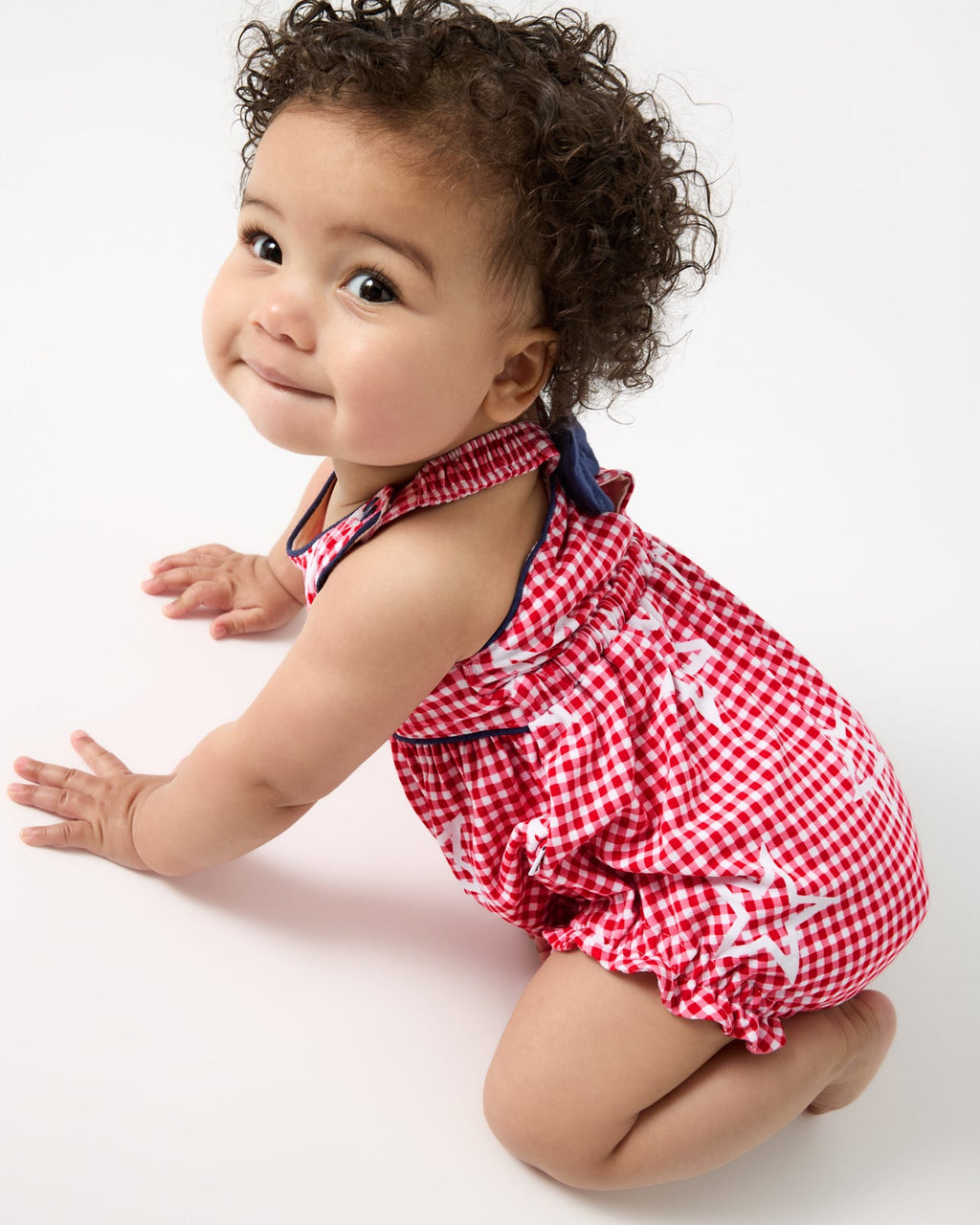 Celebration Gingham Bow Back Bubble Romper