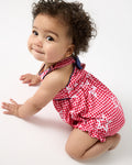 Celebration Gingham Bow Back Bubble Romper