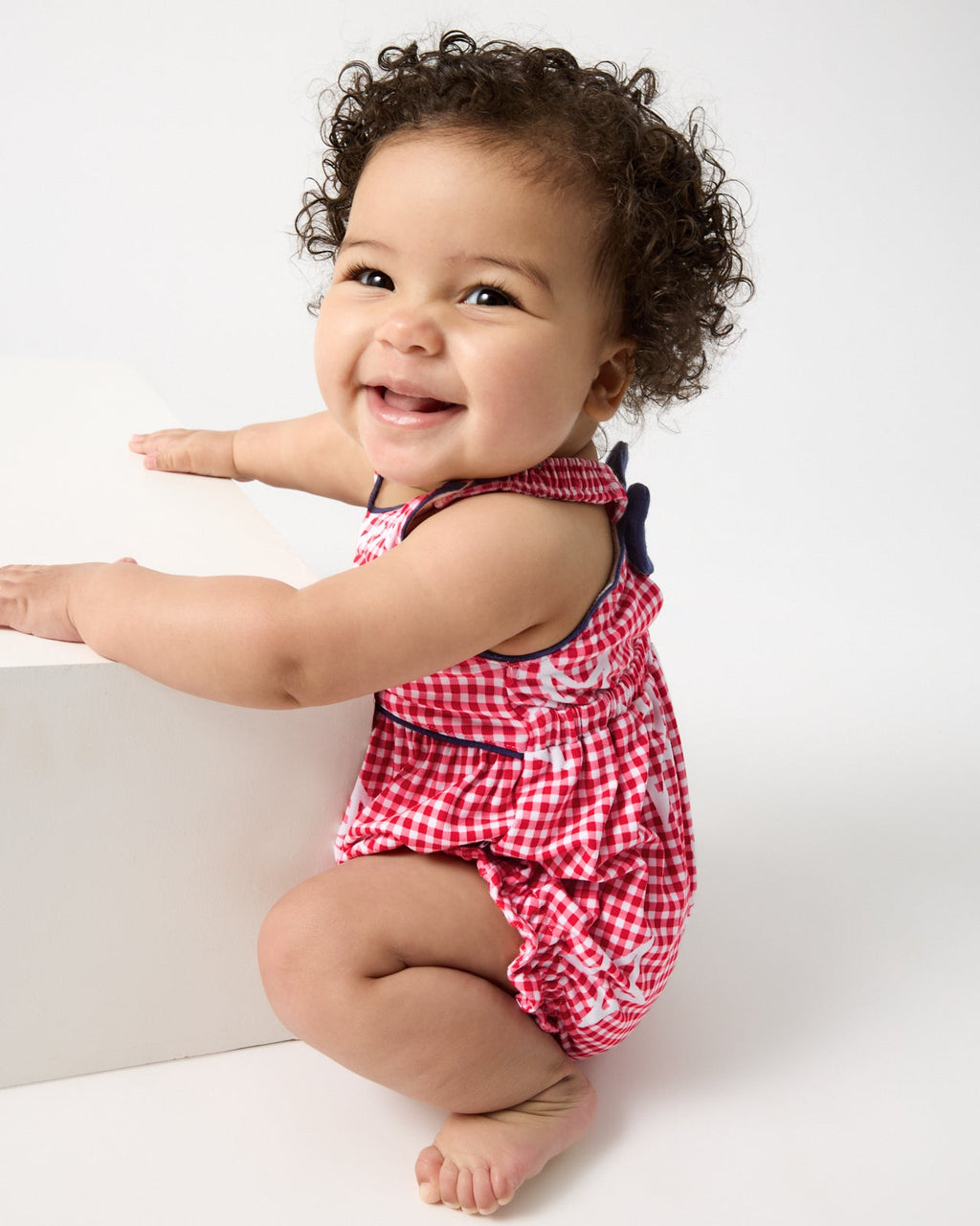 Celebration Gingham Bow Back Bubble Romper