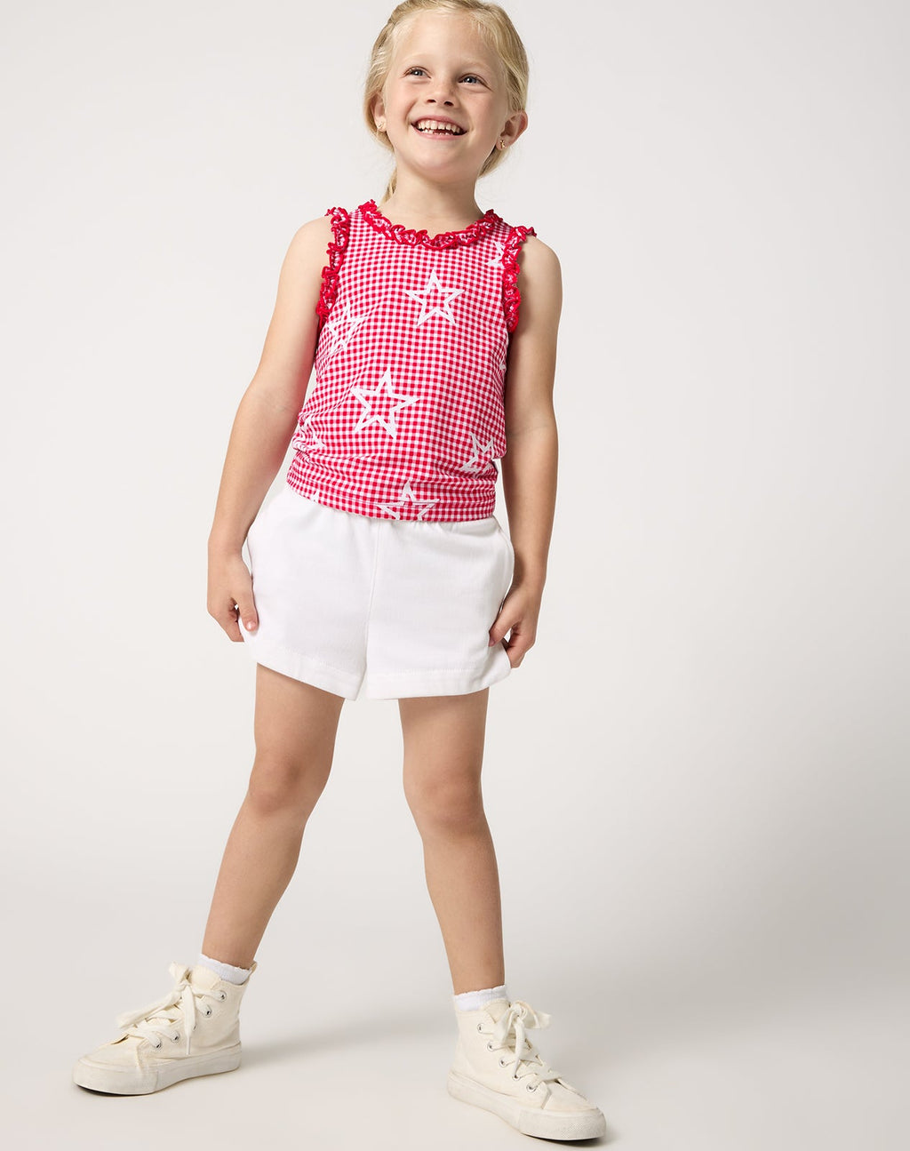 Celebration Gingham Ruffle Tank Top