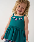 Midnight Tide Embroidered Peplum Tank