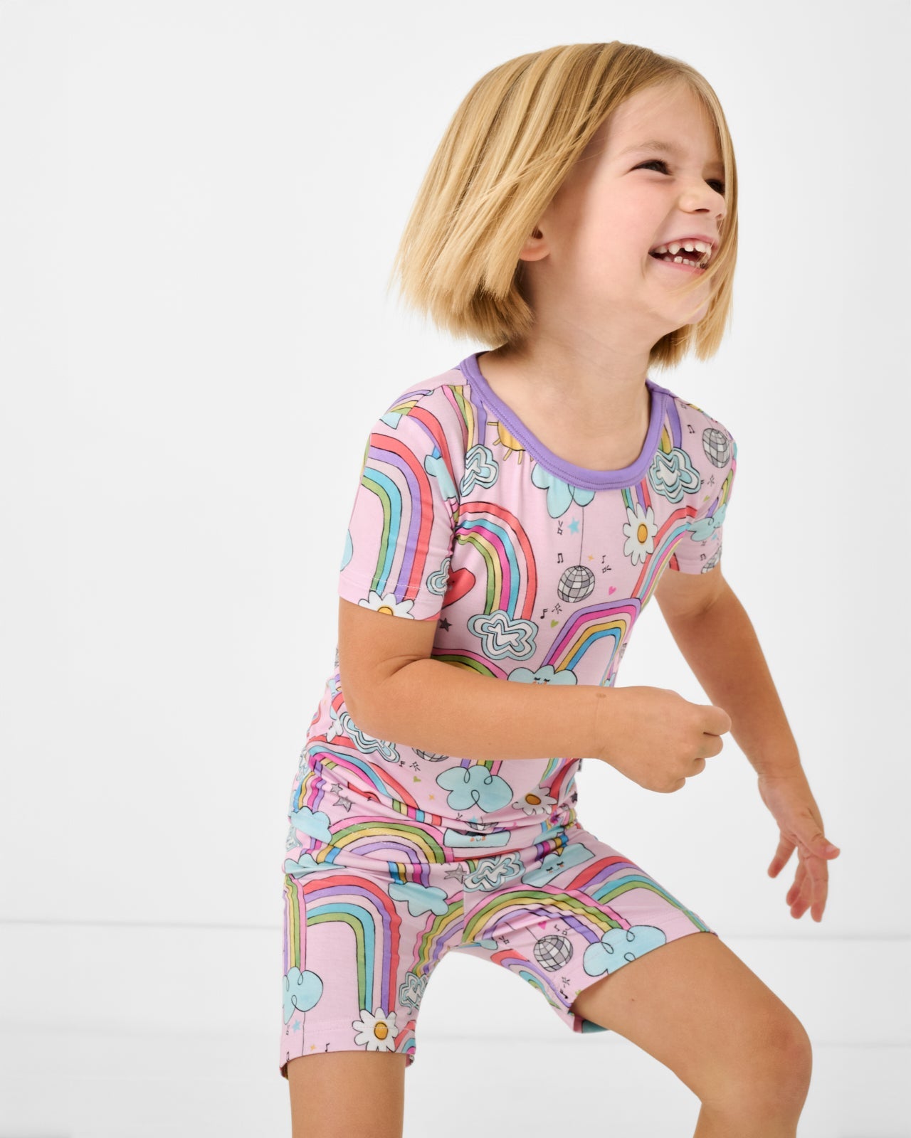 Disco Rainbows Two-Piece Short Sleeve & Shorts Pajama Set