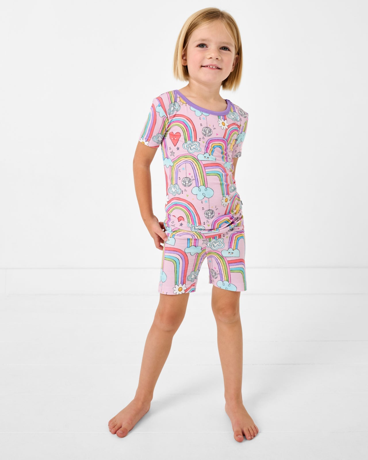 Disco Rainbows Two-Piece Short Sleeve & Shorts Pajama Set