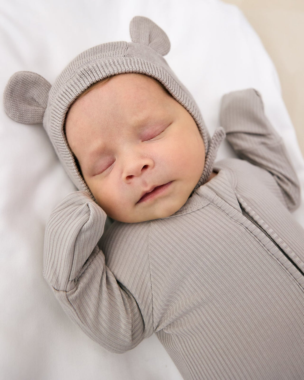 Dove Gray Bear Bonnet