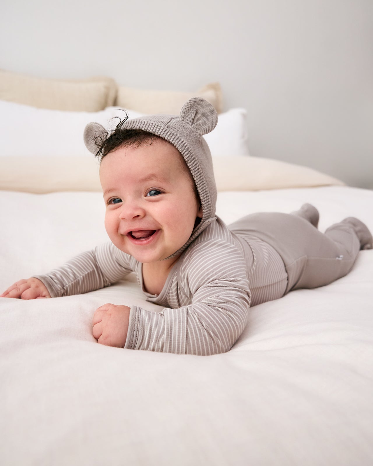 Dove Gray Bear Bonnet