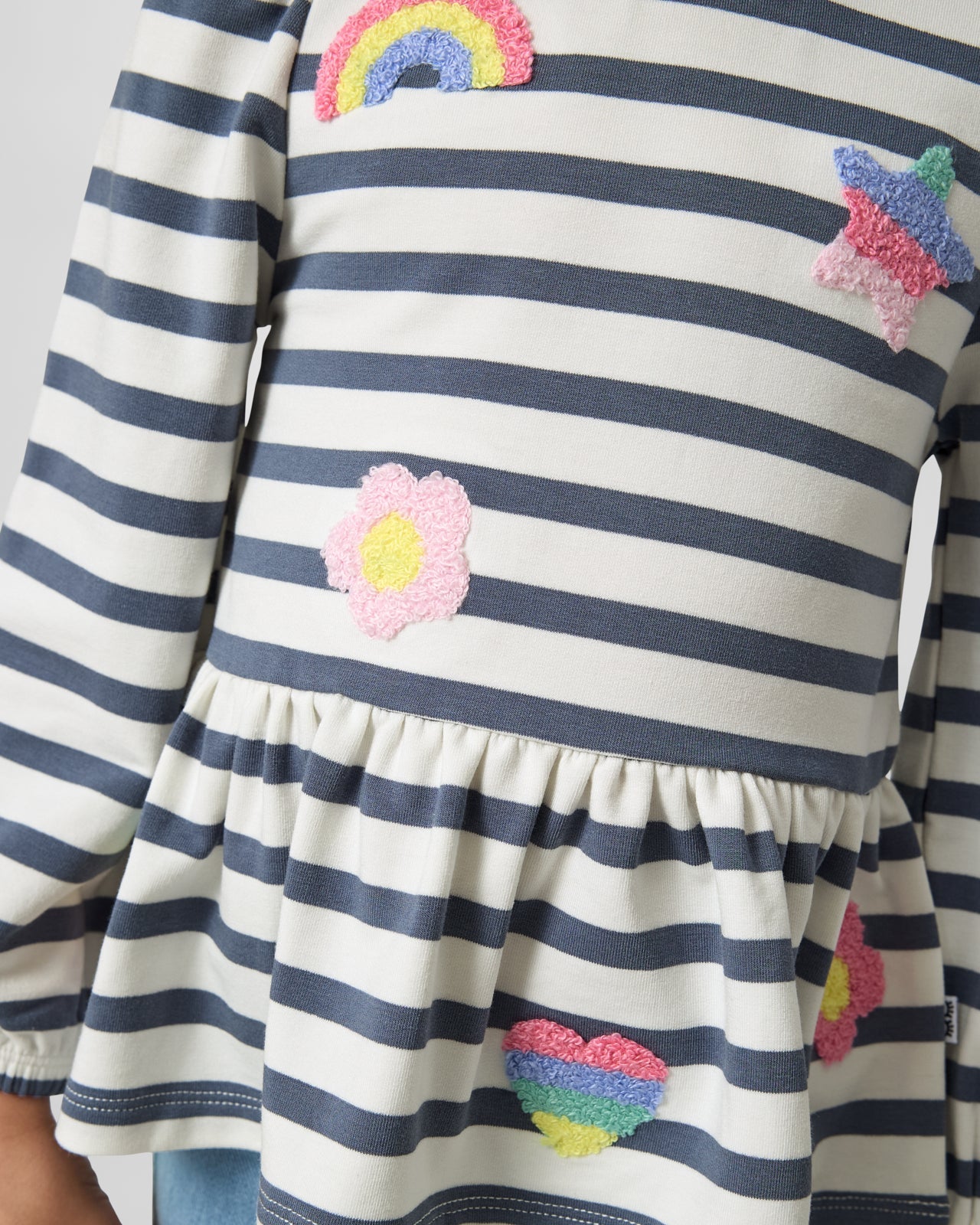 Hazy Blue Stripe Puff Sleeve Peplum Top