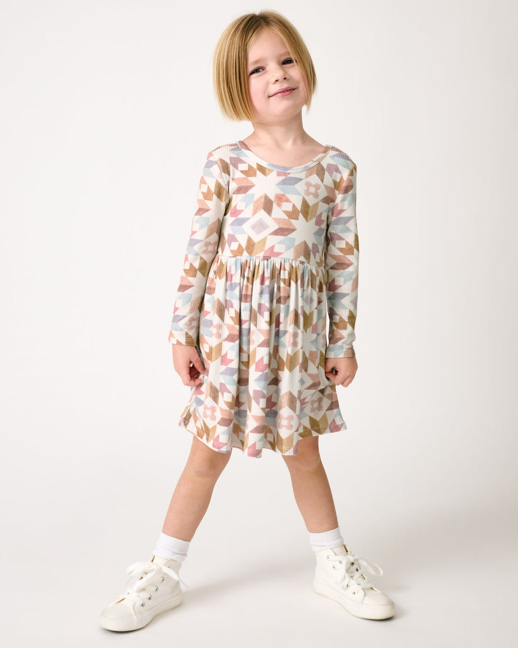 Kaleidoscope Dreams Ribbed Skater Dress