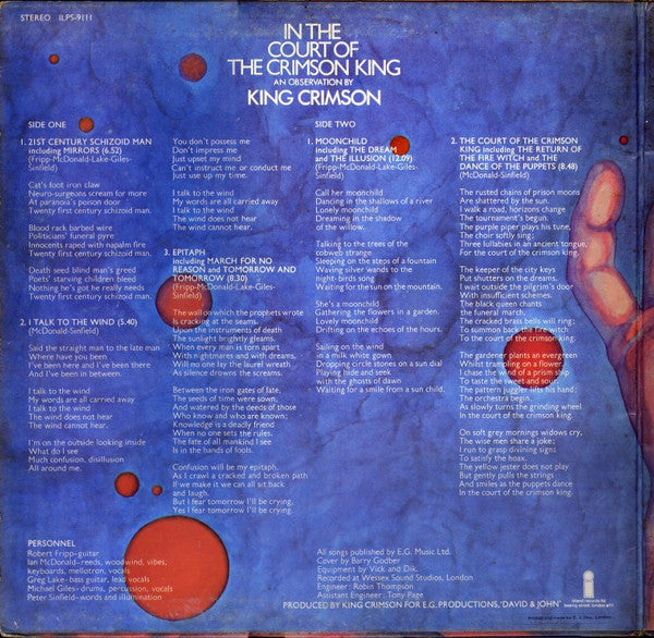 King Crimson – In The Court Of The Crimson King - ORIGINAL 1969 Pink 'i' Label VINYL LP