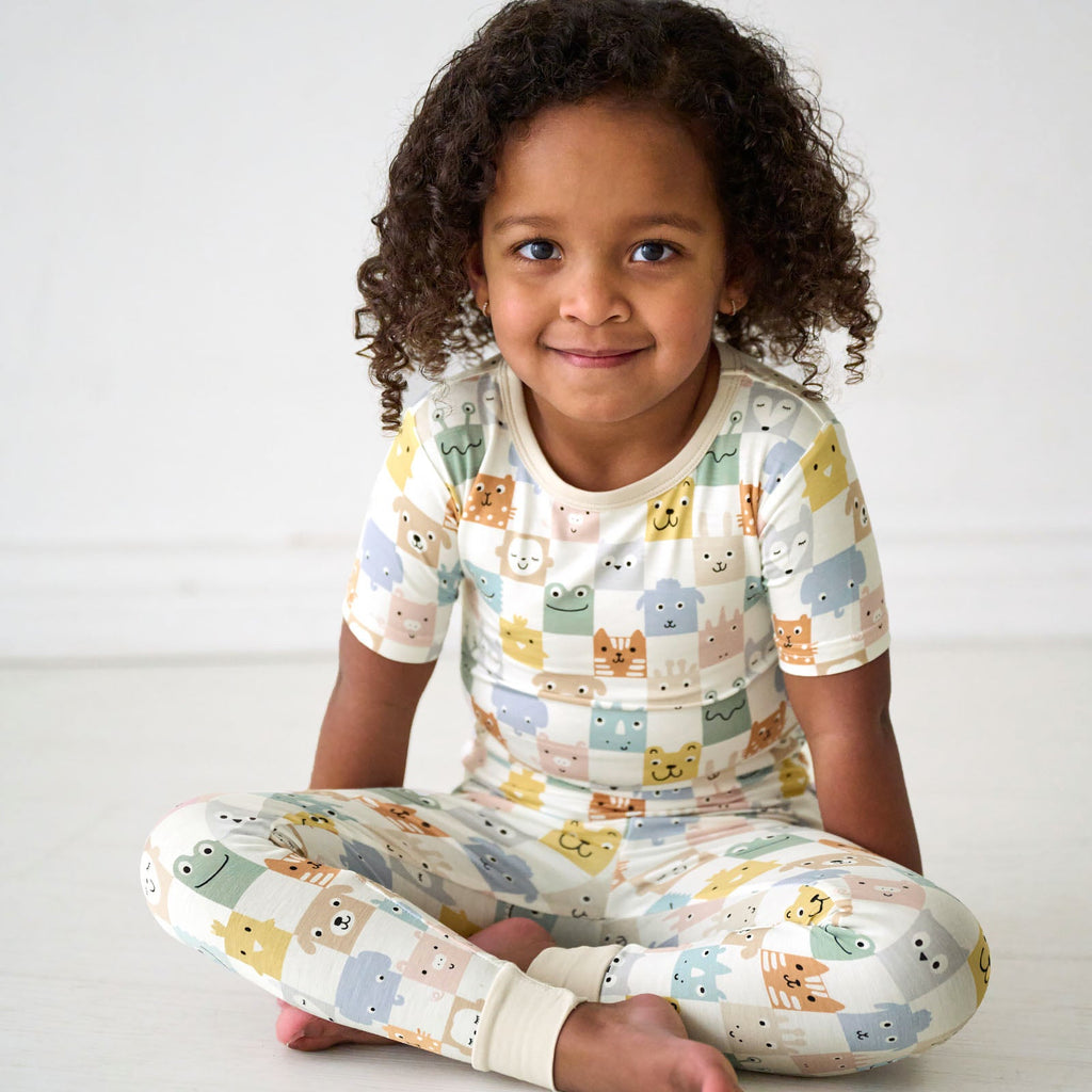 Check Mates Two-Piece Short Sleeve Pajama Set