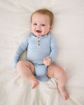 Light Fog Stripe Henley Bodysuit