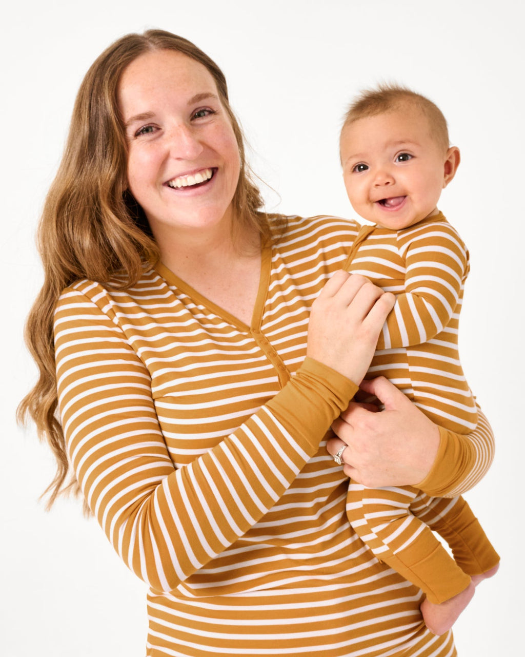 Marigold Stripe Women's Long Sleeve Pajama Top
