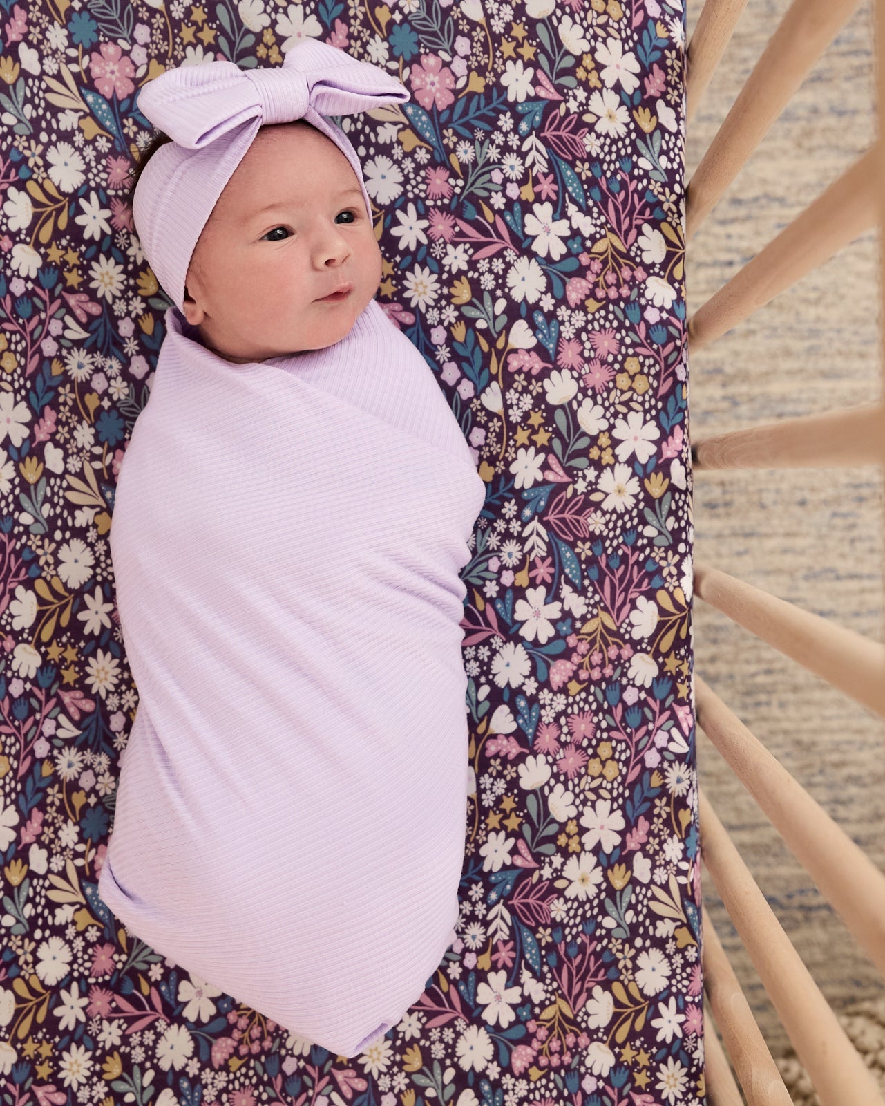 Midnight Petals Fitted Crib Sheet