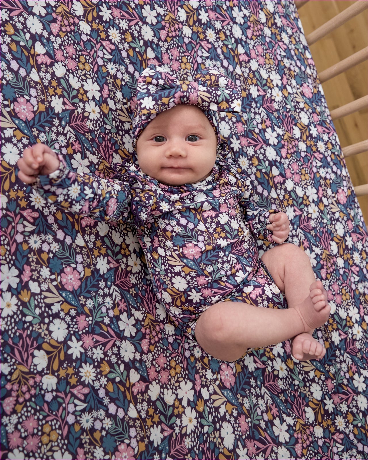 Midnight Petals Fitted Crib Sheet