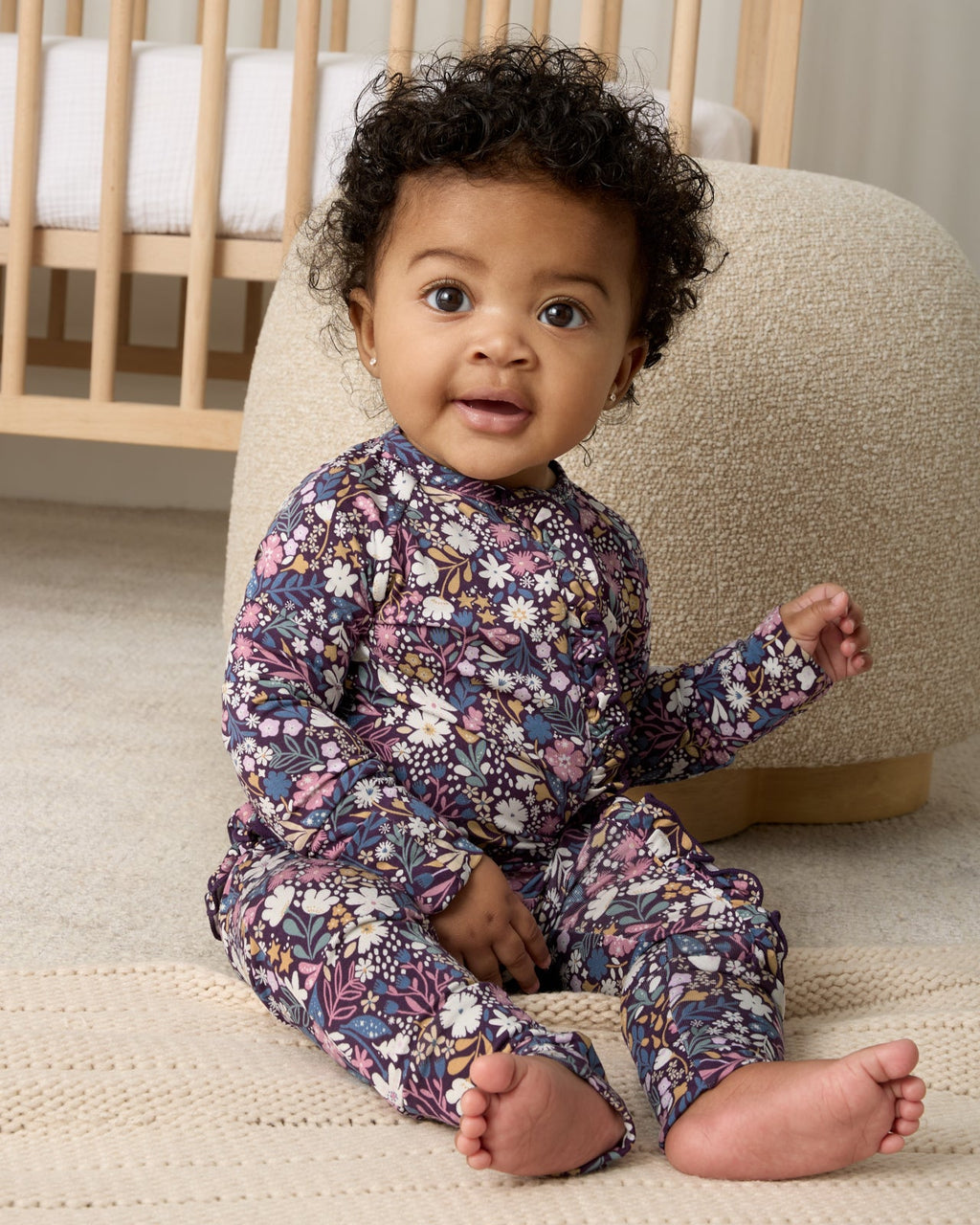 Midnight Petals Ruffle Zippy