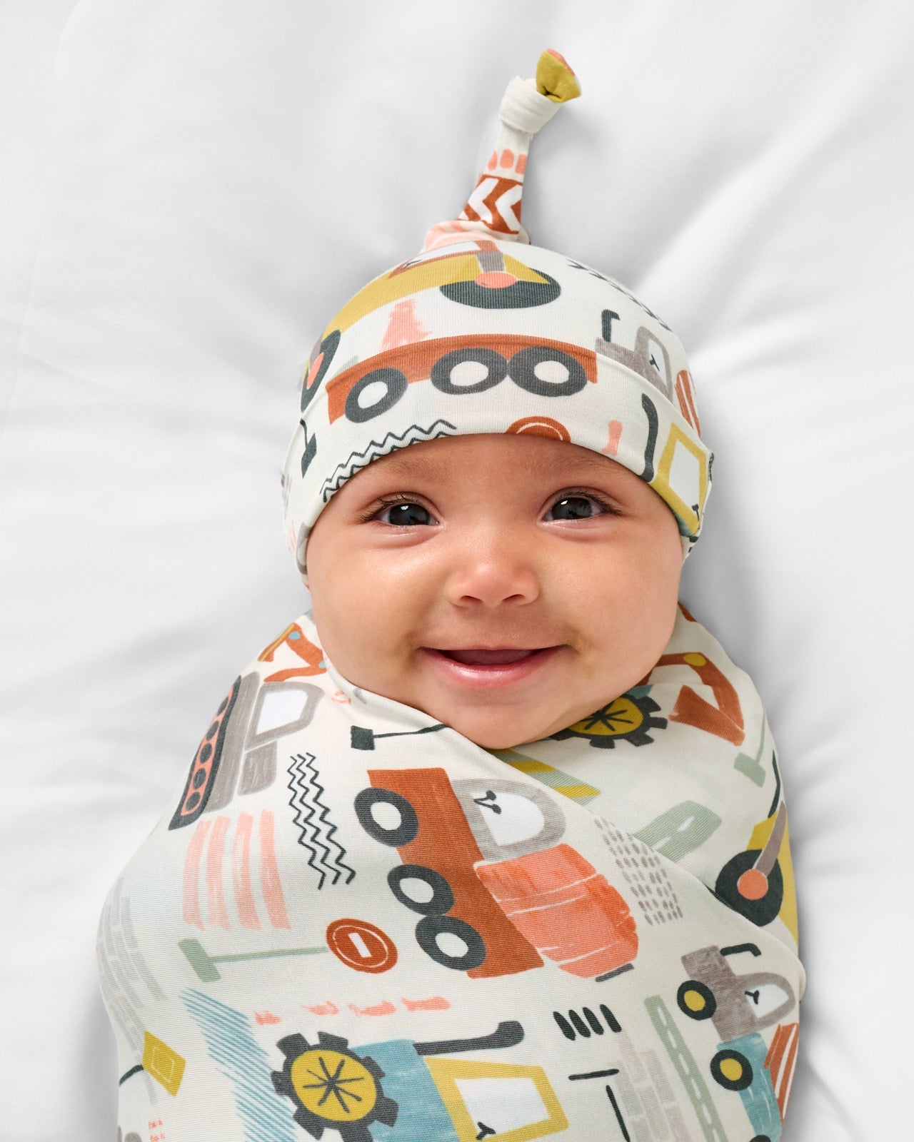 Mini Builders Swaddle & Hat Set