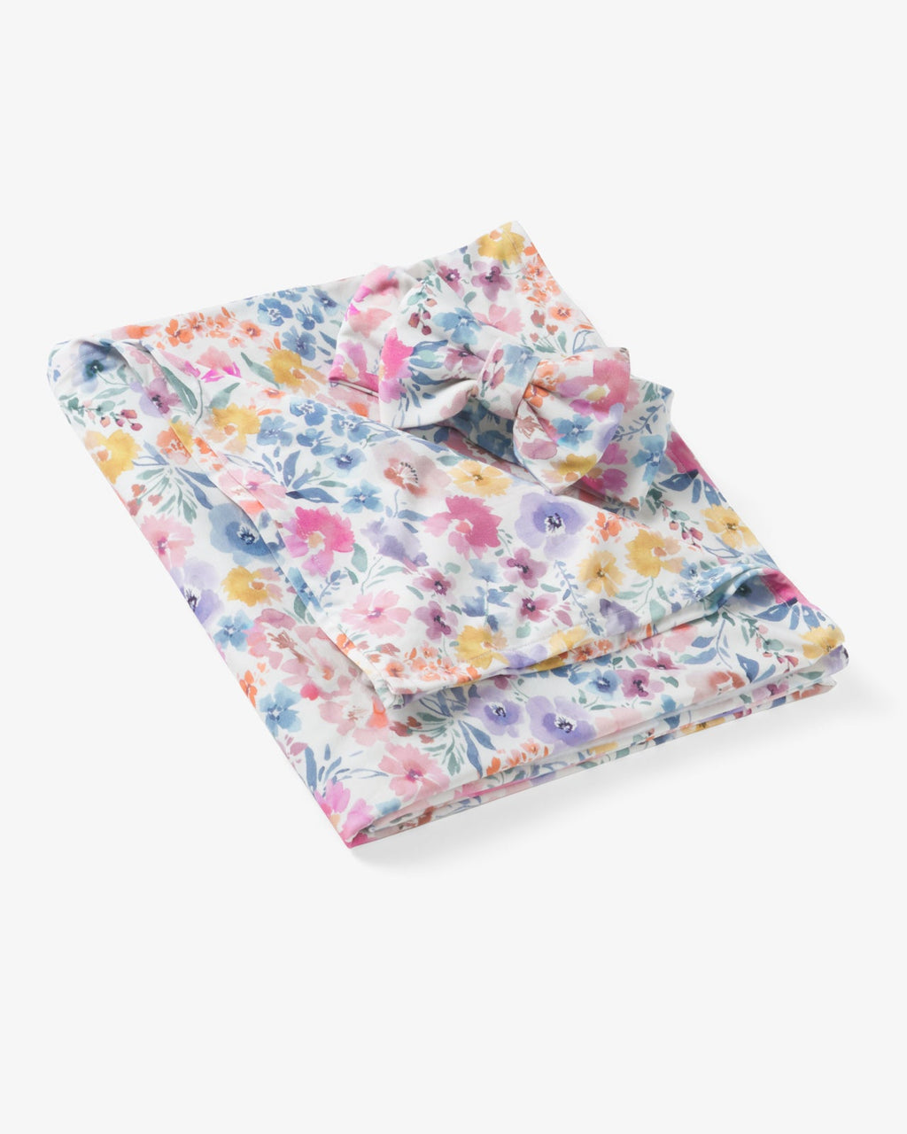 Tiny Blooms Swaddle & Luxe Bow Headband Set