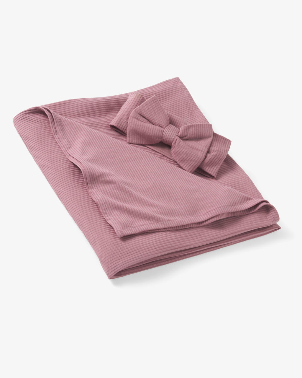 Rosewood Ribbed Swaddle & Luxe Bow Headband Set