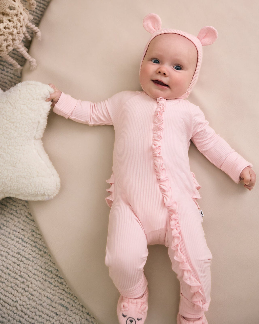 Prima Pink Bear Bonnet