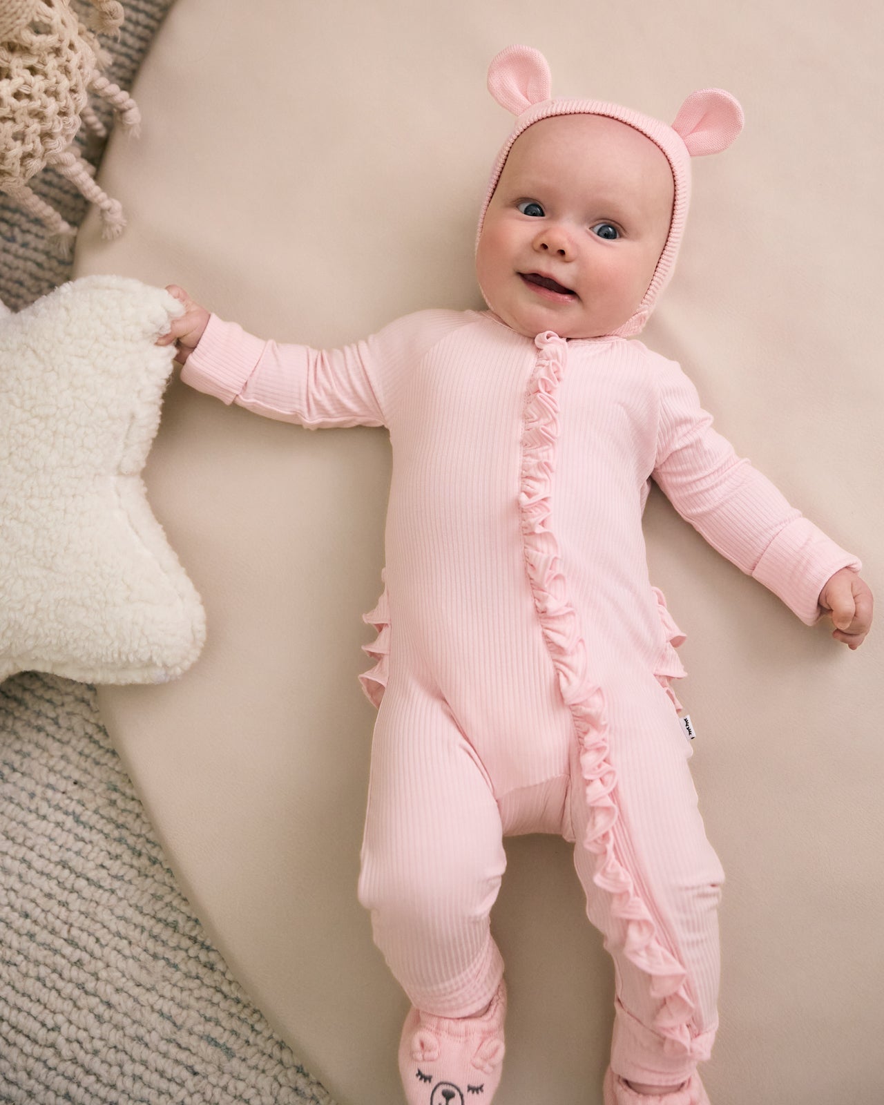 Prima Pink Bear Bonnet
