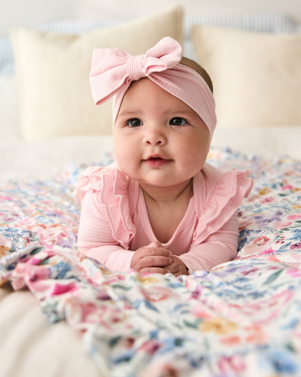 Prima Pink Ribbed Luxe Bow Headband