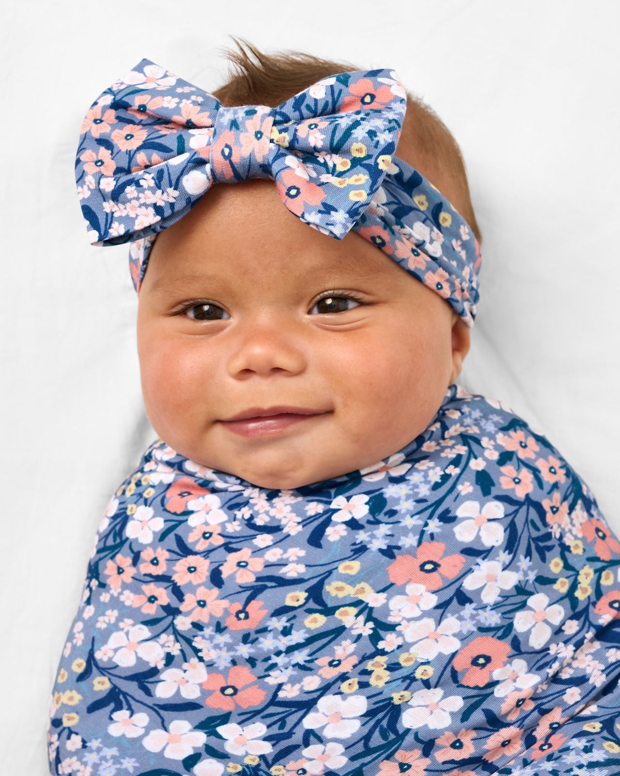 Petite Petals Swaddle & Luxe Bow Headband Set