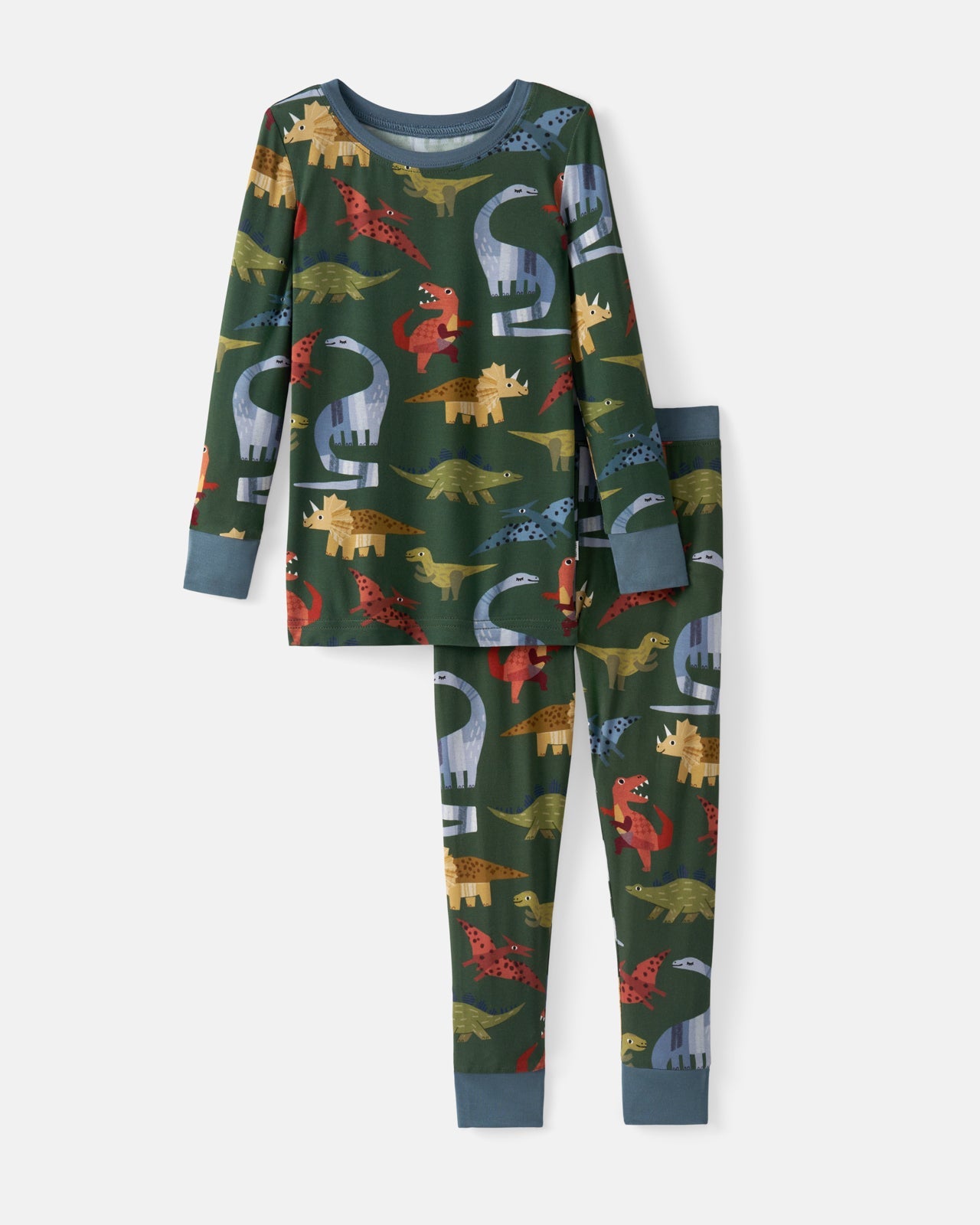 Roar & Explore Green Two-Piece Pajama Set
