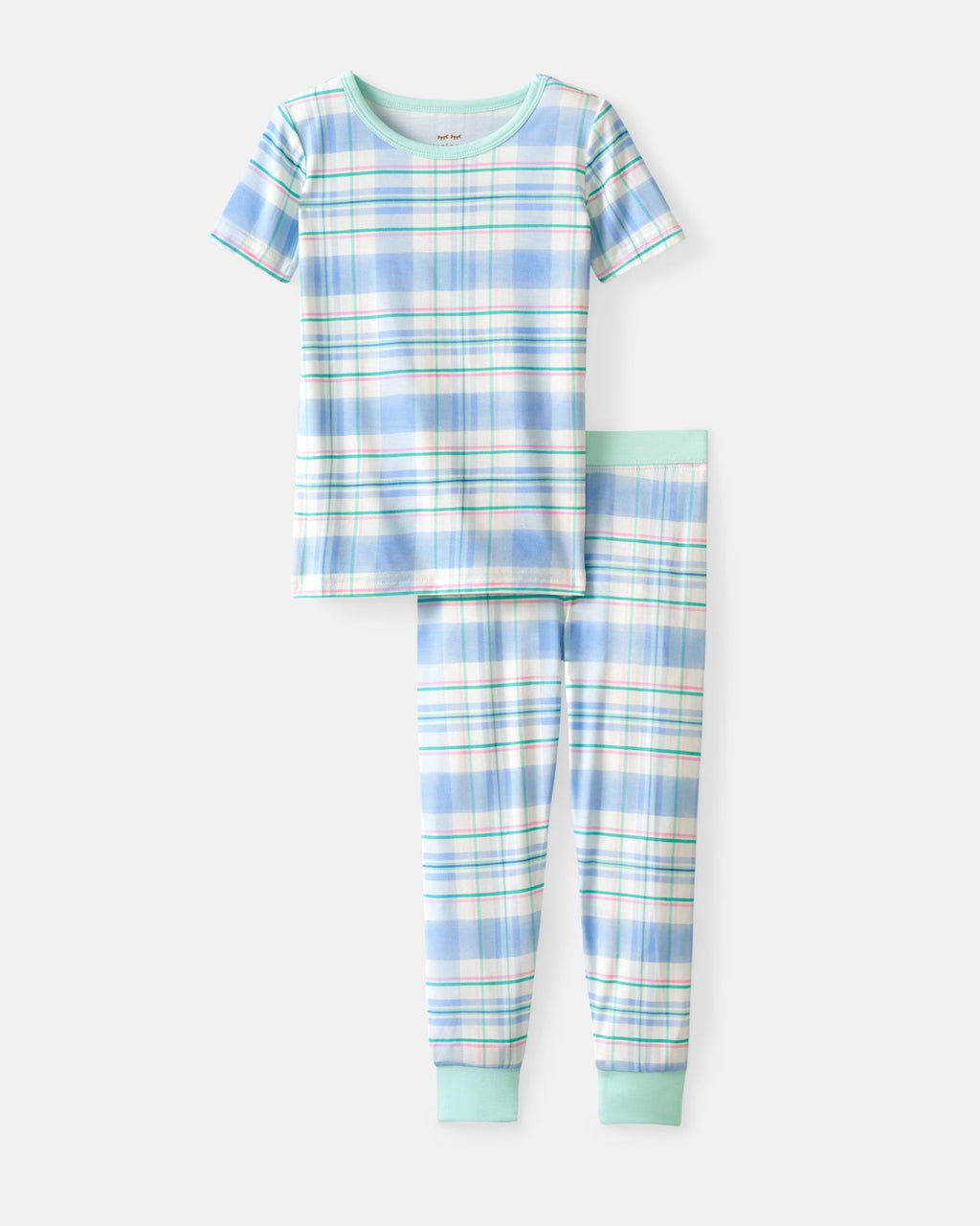 Springtime Plaid Two-Piece Short Sleeve Pajama Set