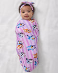 Bluey Dance All Day Pink Swaddle & Luxe Bow Headband Set