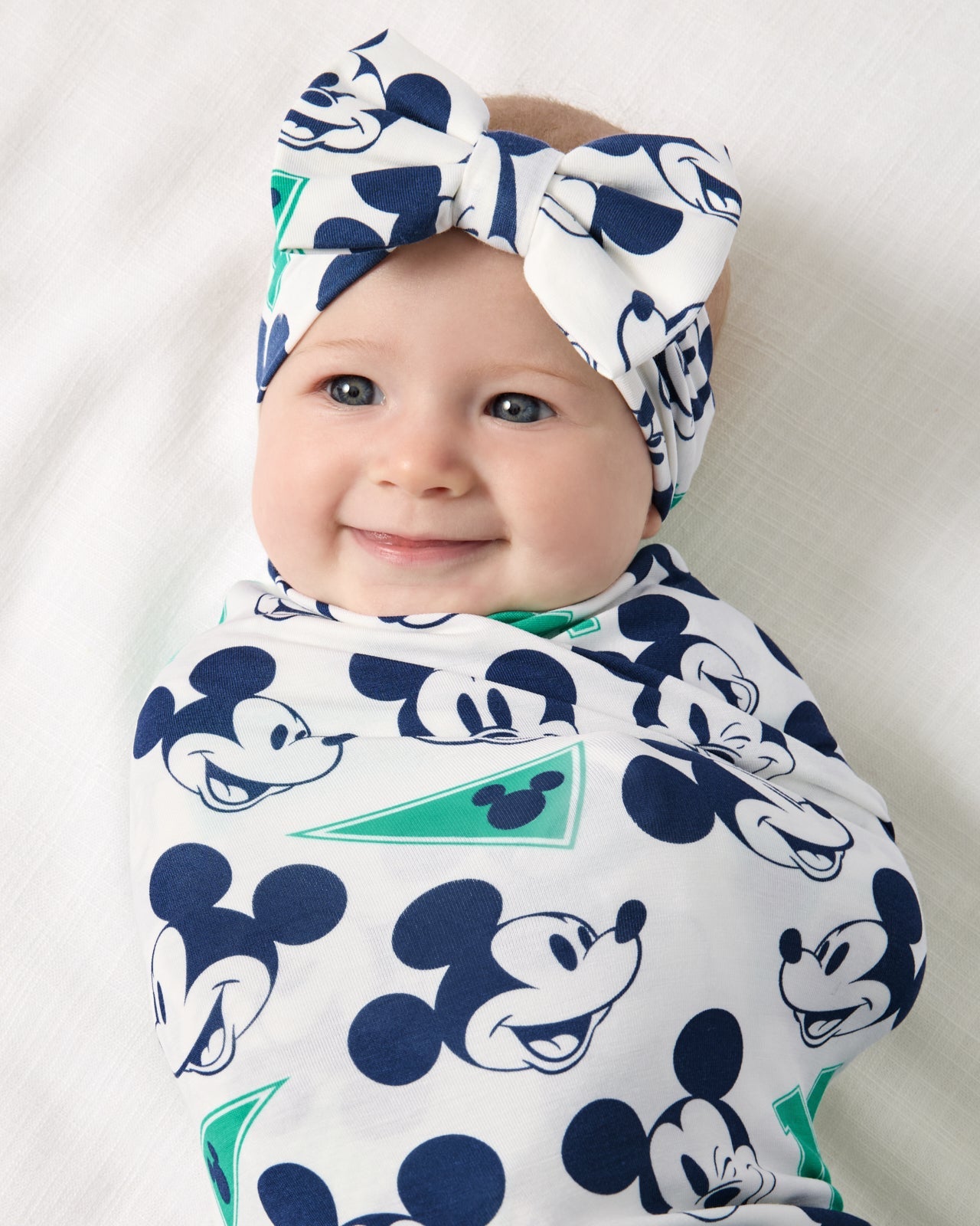 Disney Varsity Mickey Mouse Swaddle & Luxe Bow Headband Set